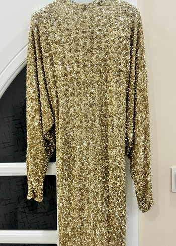 Zara Gold Rengi Pullu Elbise - Görsel 10