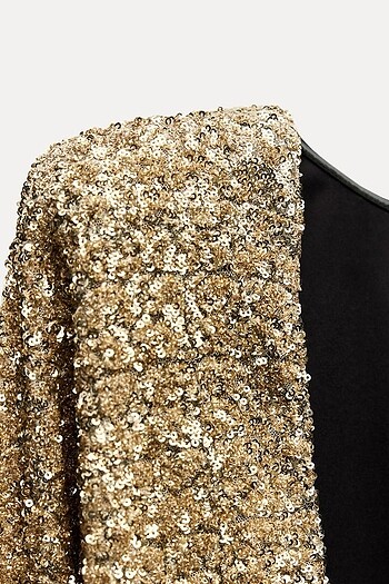 Zara Gold Rengi Pullu Elbise - Görsel 9