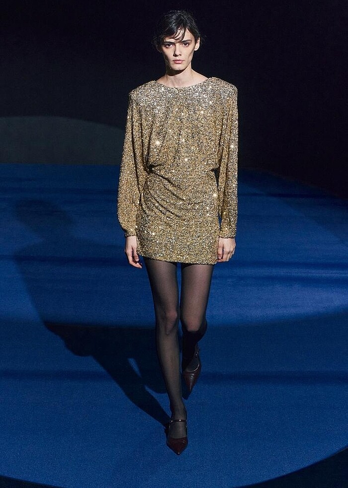 Zara Gold Rengi Pullu Elbise - Görsel 5