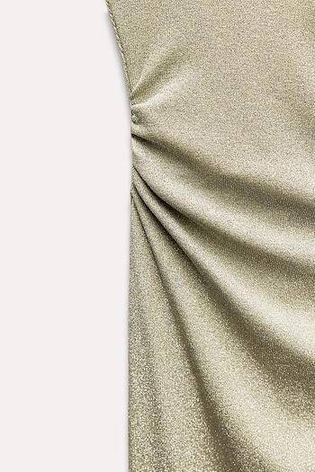 m Beden Zara Gold Rengi Uzun Elbise