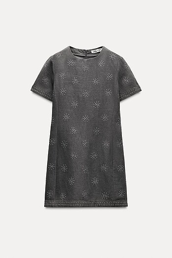 Zara Gri Renkli Elbise - Görsel 5