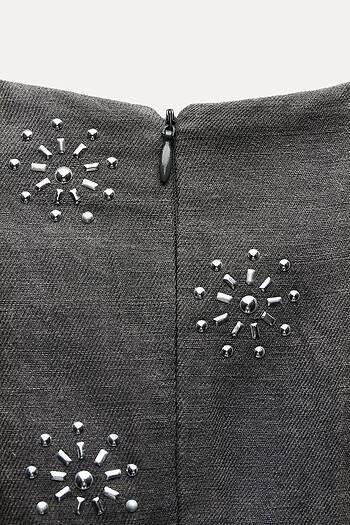 Zara Gri Renkli Elbise - Görsel 9