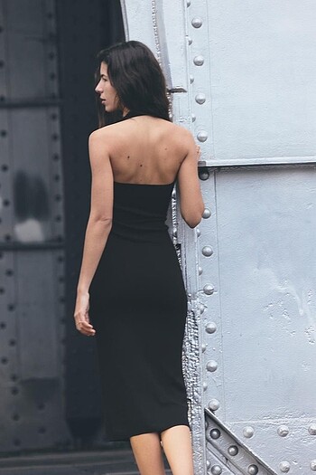 Zara taşlı siyah elbise - Görsel 4