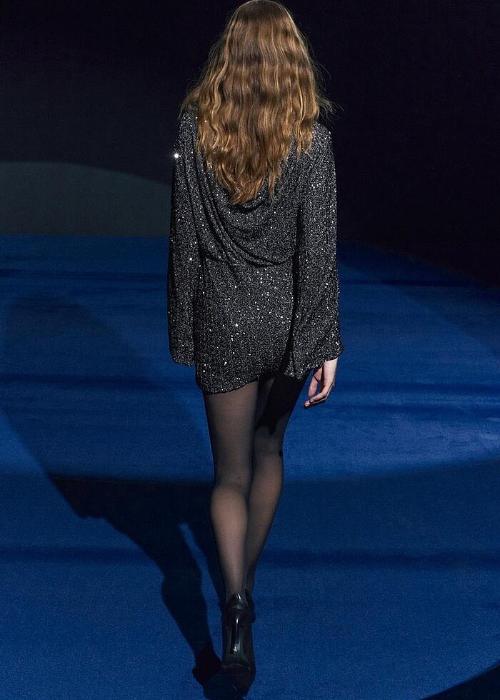 Zara Gümüş Rengi Pullu Elbise - Görsel 2