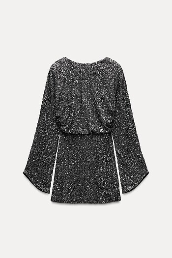 Zara Gümüş Rengi Pullu Elbise - Görsel 2