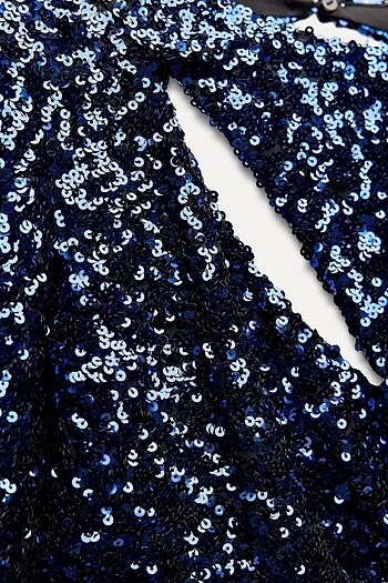 Zara Lacivert Renkli Pullu Elbise - Görsel 6