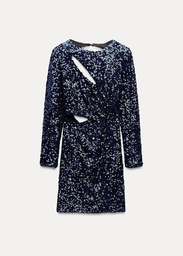 Zara Lacivert Renkli Pullu Elbise - Görsel 4