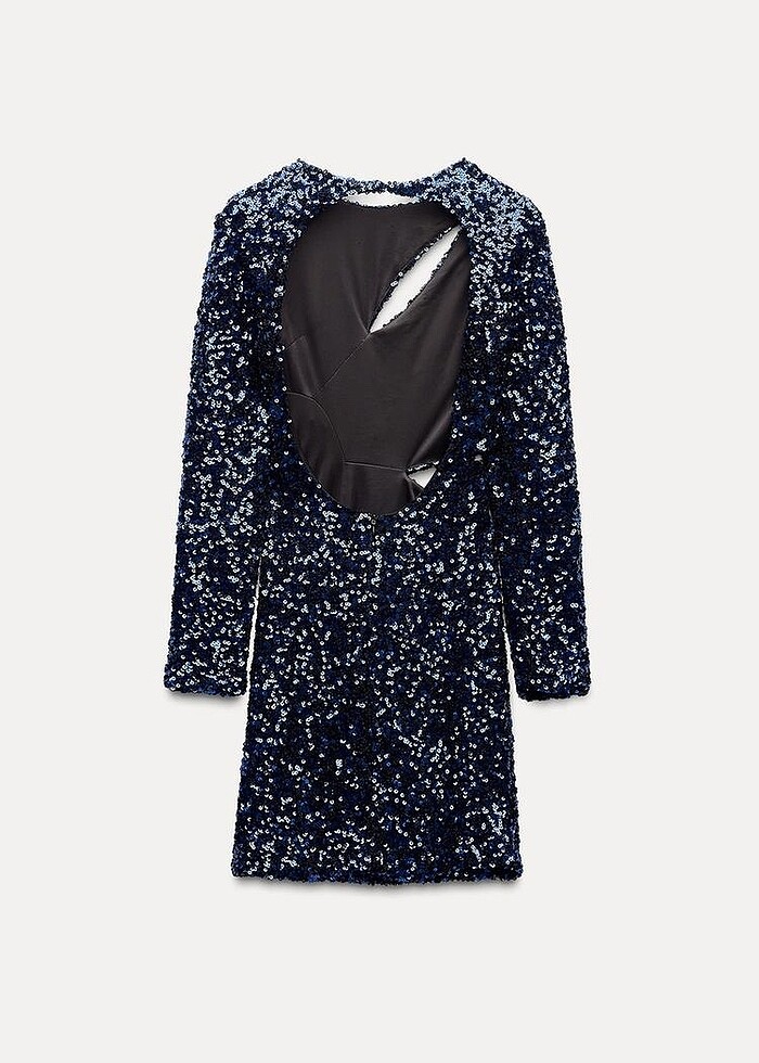 Zara Lacivert Renkli Pullu Elbise - Görsel 3