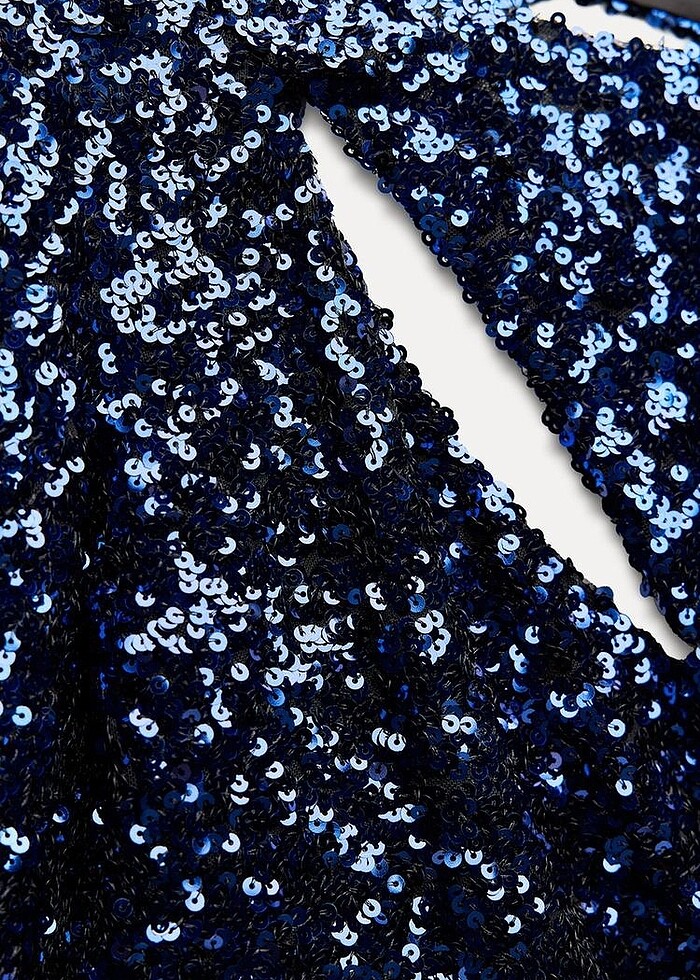 Zara Lacivert Renkli Pullu Elbise - Görsel 4