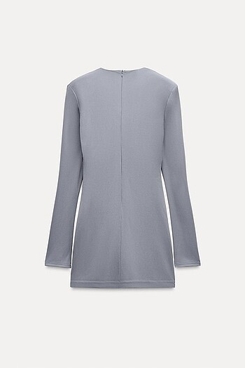 Zara Mavi Renkli Kemerli Elbise - Görsel 6