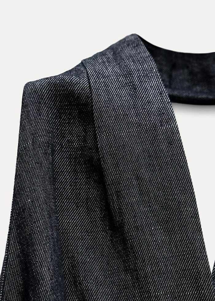 Zara mavi renkli halter yaka denim elbise - Görsel 5