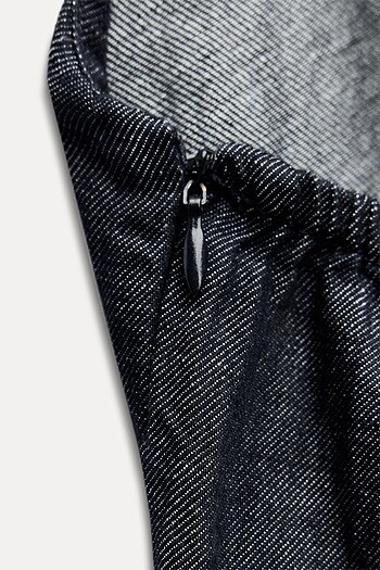 Zara mavi renkli halter yaka denim elbise - Görsel 6