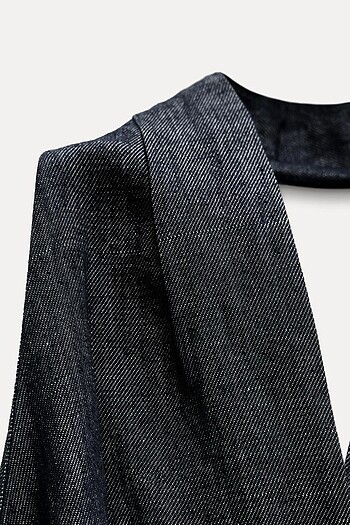 Zara mavi renkli halter yaka denim elbise - Görsel 5