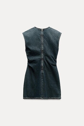 Zara lacivert renkli mini denim elbise - Görsel 6