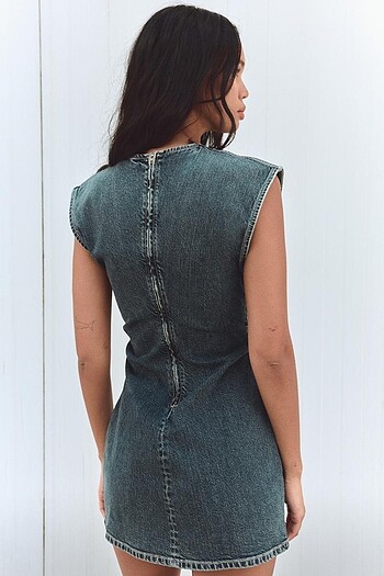 Zara lacivert renkli mini denim elbise - Görsel 4