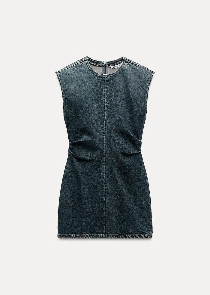 Zara lacivert renkli mini denim elbise - Görsel 5