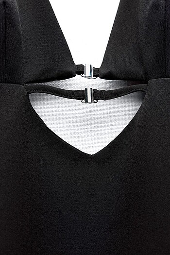 Zara Pencere Detaylı Siyah Kısa Elbise - Görsel 8