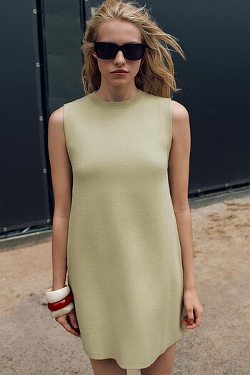 Zara Yeşil Renkli Elbise - Görsel 2