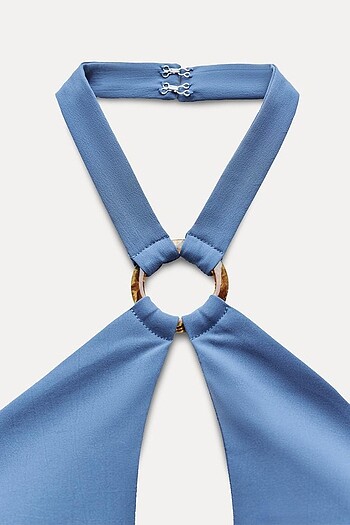 Zara Mavi Renkli Elbise - Görsel 7