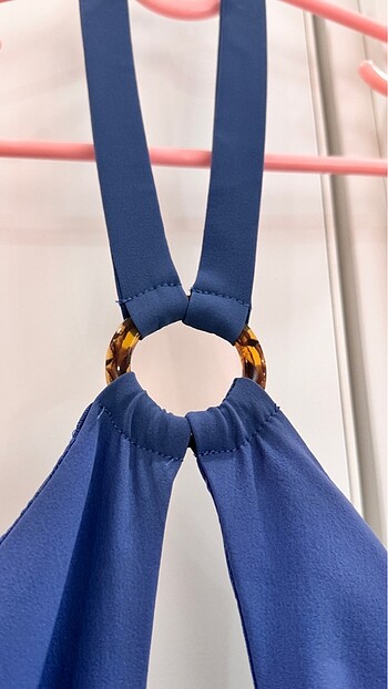 Zara Mavi Renkli Elbise - Görsel 9