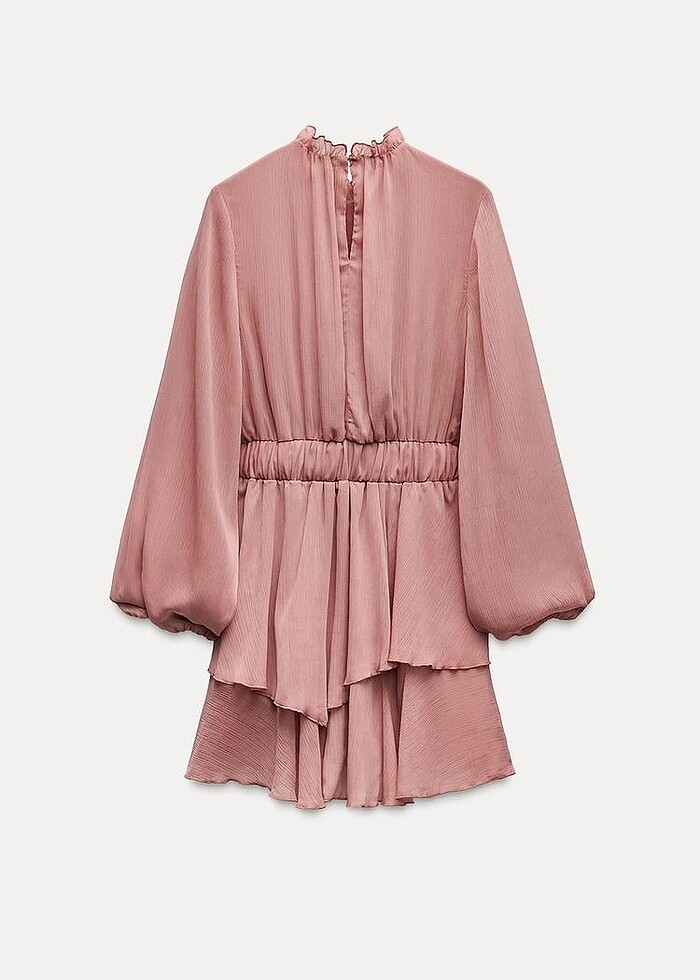 Zara Pembe Renkli Fırfırlı Elbise - Görsel 5