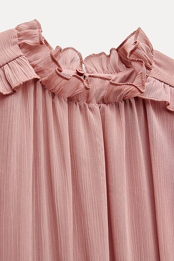 Zara Pembe Renkli Fırfırlı Elbise - Görsel 6