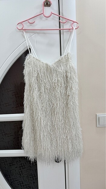 Zara Beyaz Renkli Püsküllü Elbise - Görsel 8