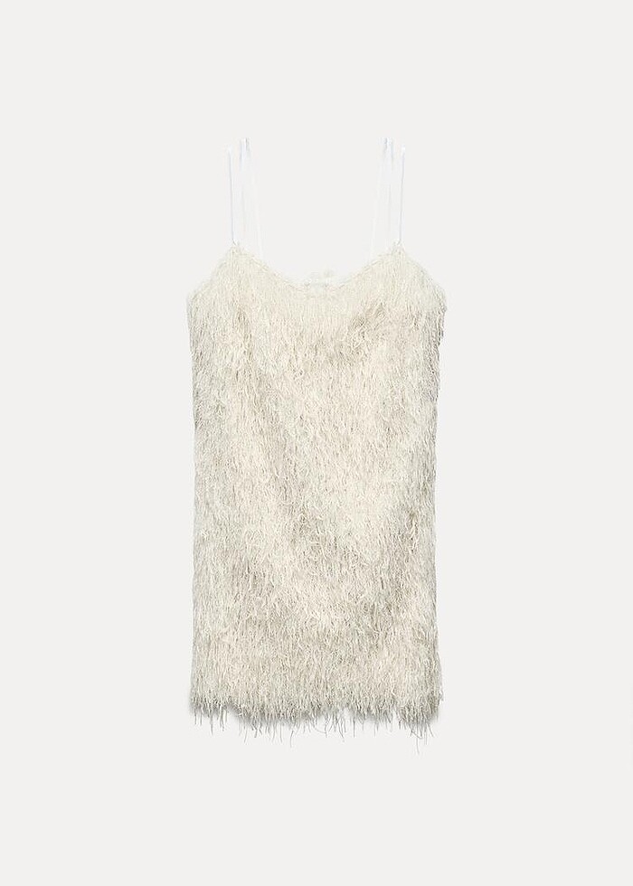 Zara Beyaz Renkli Püsküllü Elbise - Görsel 5