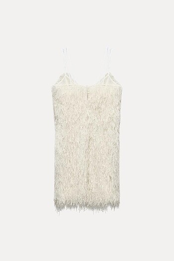 Zara Beyaz Renkli Püsküllü Elbise - Görsel 6