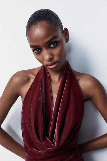 Zara Bordo Rengi Elbise - Görsel 2