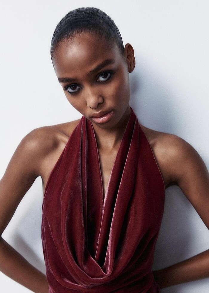 Zara Bordo Rengi Elbise - Görsel 2