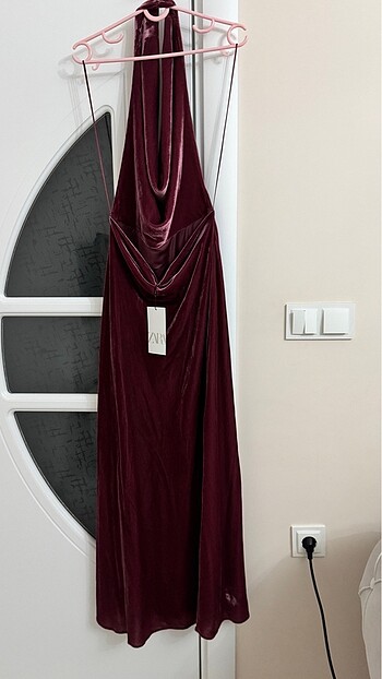 Zara Bordo Rengi Elbise - Görsel 9