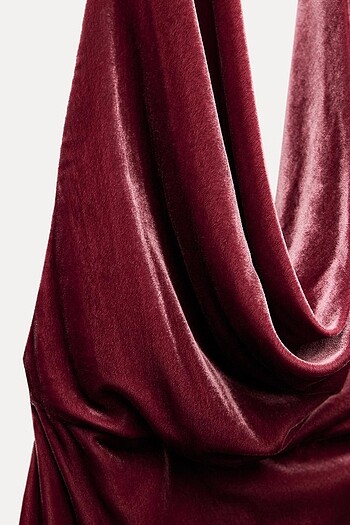 Zara Bordo Rengi Elbise - Görsel 7