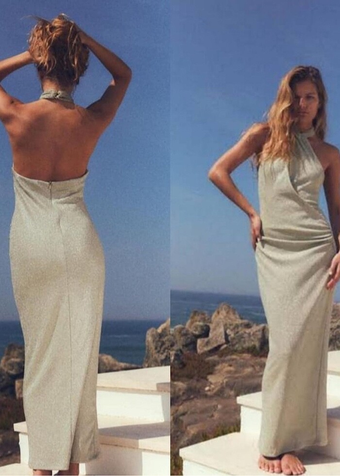 Zara Gold Rengi Elbise - Görsel 2