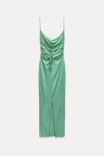 Zara Yeşil Renkli Elbise - Görsel 5