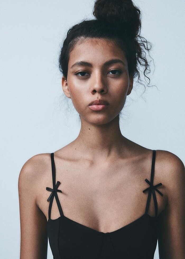 Zara siyah renkli fiyonklu elbise - Görsel 3