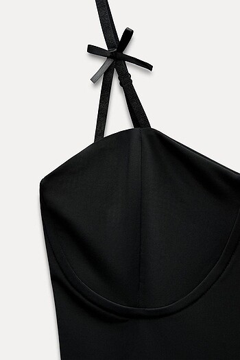 Zara siyah renkli fiyonklu elbise - Görsel 7