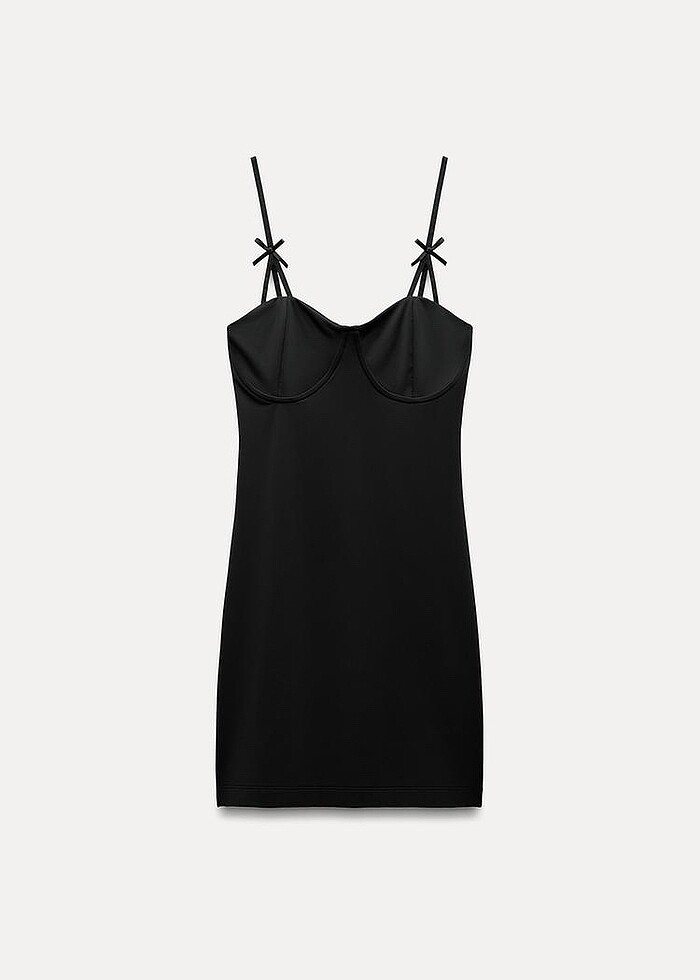 Zara siyah renkli fiyonklu elbise - Görsel 5