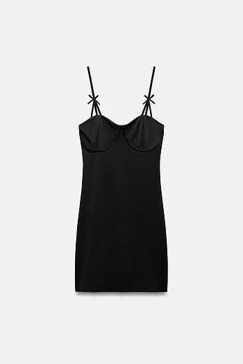 Zara siyah renkli fiyonklu elbise - Görsel 5