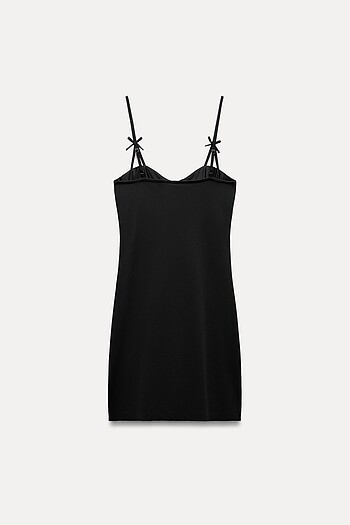 Zara siyah renkli fiyonklu elbise - Görsel 6