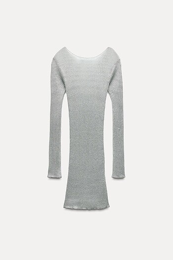 Zara Gümüş Rengi Simli Elbise - Görsel 6