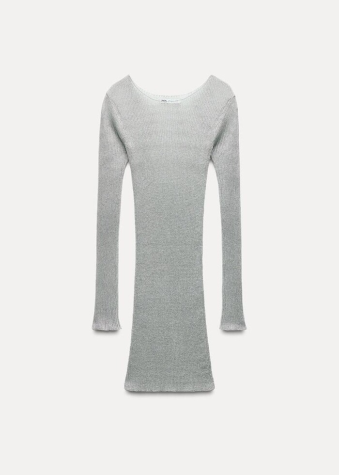 Zara Gümüş Rengi Simli Elbise - Görsel 5