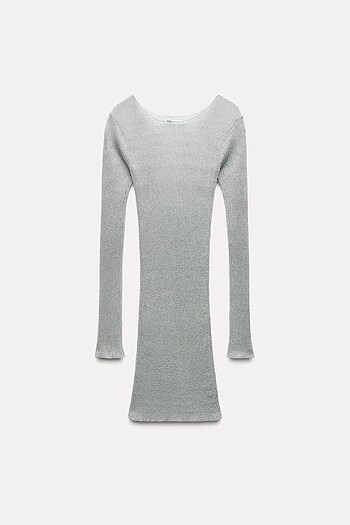 Zara Gümüş Rengi Simli Elbise - Görsel 5