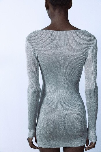 Zara Gümüş Rengi Simli Elbise - Görsel 4