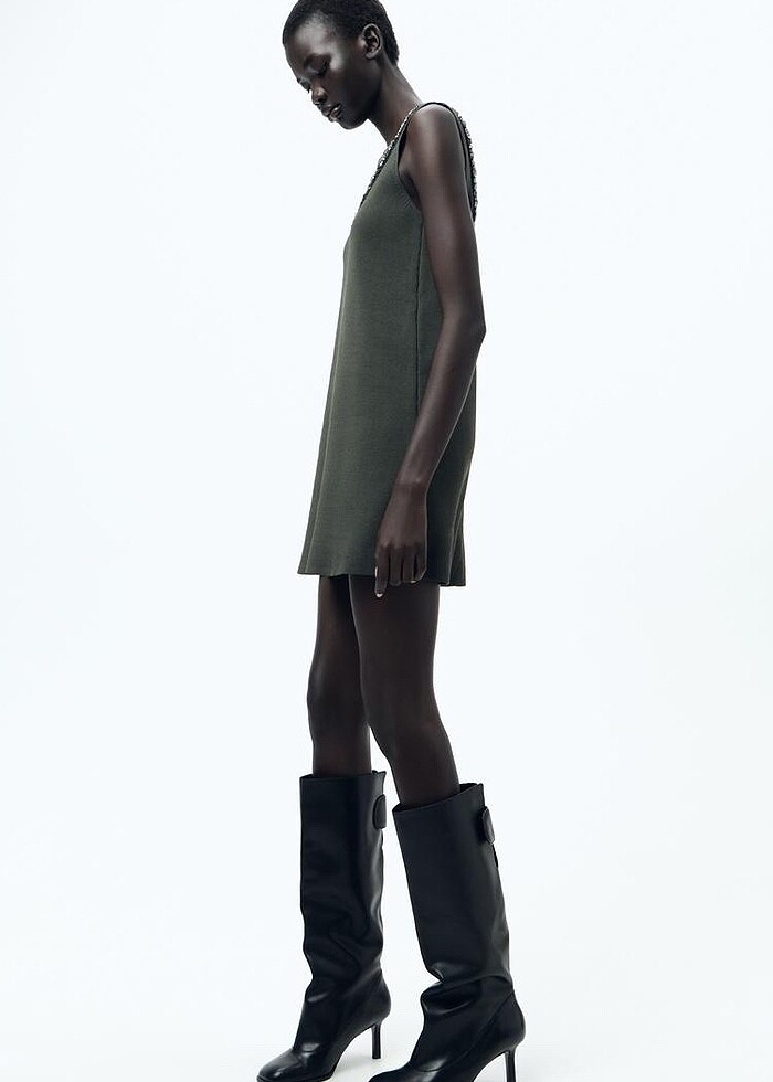 Zara Taşlı Elbise - Görsel 4