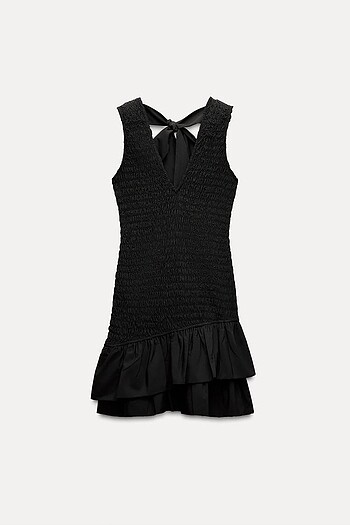 Zara Siyah Renkli Poplin Elbise - Görsel 6