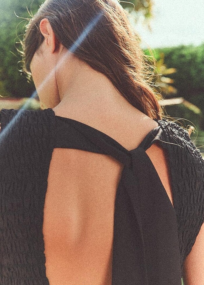 Zara Siyah Renkli Poplin Elbise - Görsel 3