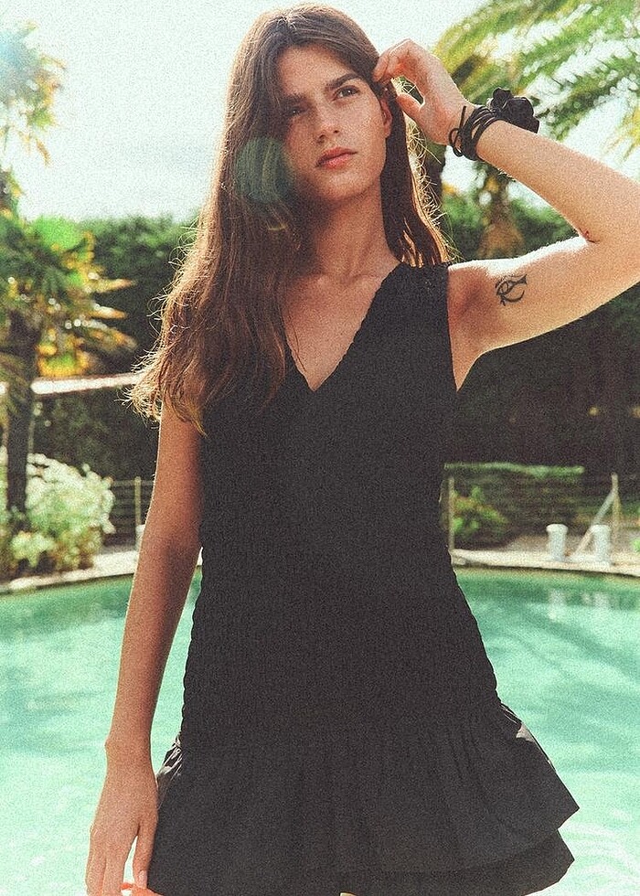 Zara Siyah Renkli Poplin Elbise - Görsel 4