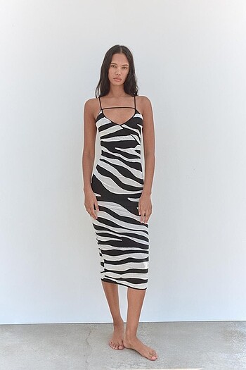 Zara Desenli Elbise - Görsel 2