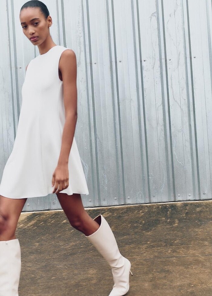 Zara Beyaz Renkli Elbise - Görsel 2